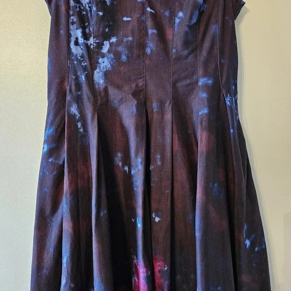 Adolfo Dominguez Tie Dye Artistic Boho Midi Feminine Multicolor Cotton Dress 6. - Picture 8 of 16